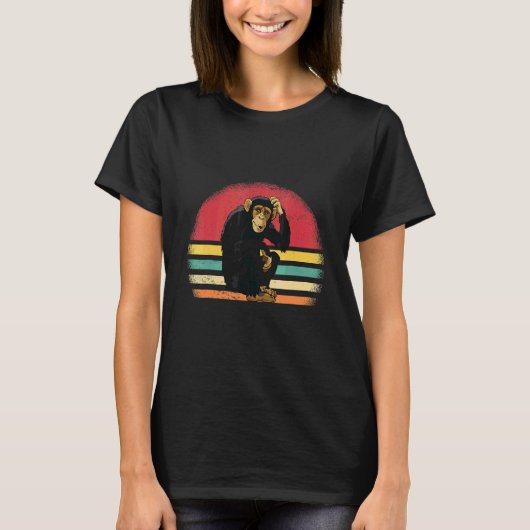 Antieke Retro Chimpansee Aap T-shirt (Voorkant)