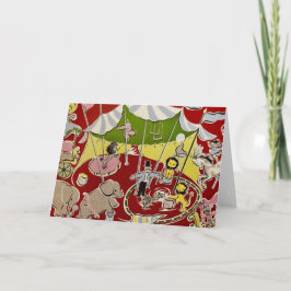 Antieke Retro Circus Dieren Ring Thema Kaart