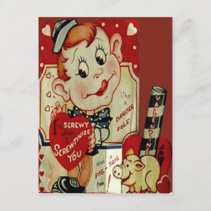 Antieke Retro Gekke Man Valentijnkaart Feestdagenkaart