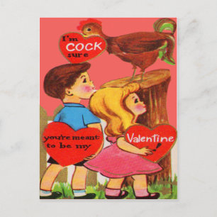 Antieke Retro Haan Valentijnskaart Feestdagenkaart