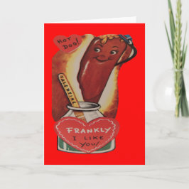 Antieke Retro Hotdog Valentijnkaart Feestdagen Kaart