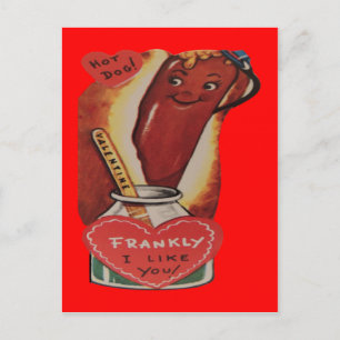 Antieke Retro Hotdog Valentijnkaart Feestdagenkaart