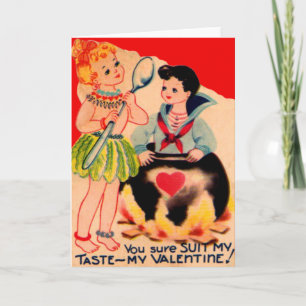 Antieke Retro Kannibaal Valentijnkaart Feestdagen Kaart