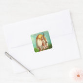 Antieke Retro Konijn Ei Pasen Vierkante Sticker (Envelop)
