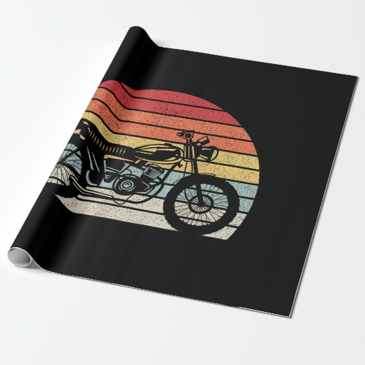 Antieke Retro Motorfiets Cadeaupapier (Uitgerold)