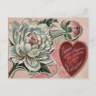 Antieke Retro Pioen Valentijnskaart Feestdagenkaart