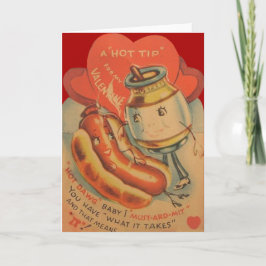 Antieke Retro Sennep voor Hotdogs Valentijnkaart Feestdagen Kaart