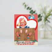 Antieke Retro Stockade Valentijnkaart Feestdagenkaart (Staand voorkant)