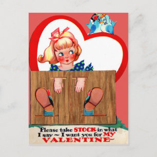Antieke Retro Stockade Valentijnkaart Feestdagenkaart