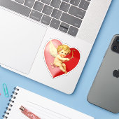 Antieke Retro Valentijn Cupido Hart Sticker (Laptop met iPhone)