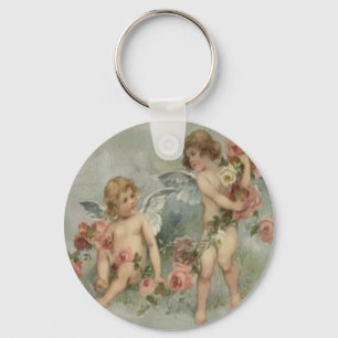 Antieke Retro Victoriaanse Cherubs Valentijnkaart Sleutelhanger