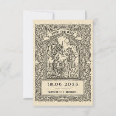 Antieke Ridder Middeleeuwse Schets Save The Date K (Voorkant)