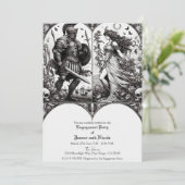 Antieke Ridder & Schone Maagd Verloving Feest Kaart (Staand voorkant)