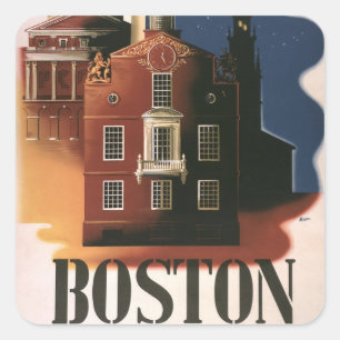 Antieke rit Boston, Massachusetts Paul Revere's ri Vierkante Sticker