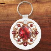 Antieke robijn edelsteen sleutelhanger – Elegante (Voorkant)