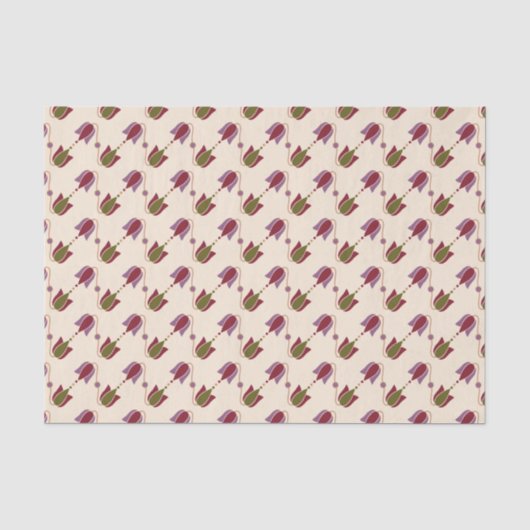 Antieke Robijn, Messing, Brons en Fuchsia Bloemen Tissuepapier (Voorkant)