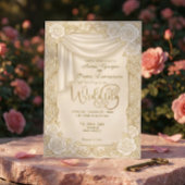 Antieke Rococo Bloem Roos Romantische Trouwdag Kaart