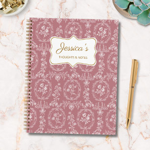 Antieke Rococo Bloemen Bloemige Gepersonaliseerde  Notitieboek