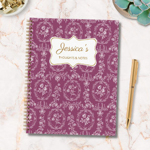 Antieke Rococo Bloemen Bloemige Gepersonaliseerde Notitieboek