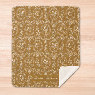 Antieke Rococo Bloemen Bloempatroon Gepersonalisee Sherpa Deken