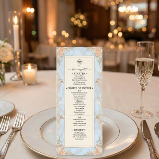 Antieke Rococo Cherubijn & Regency Bloemmotief Menu