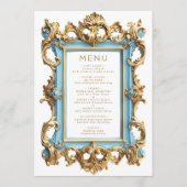 Antieke Rococo Lijst Blauw Goud Trouwmenu Menu (Voorkant)