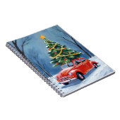 Antieke rode auto kerstboom notitieboek (Rechterzijde)