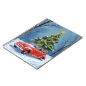 Antieke rode auto kerstboom notitieboek (Linkerzijde)