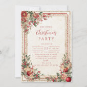 Antieke Rode Bes Barok Kerstmis Kaart (Voorkant)