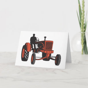 Antieke rode boerentractor Retro boer Kaart