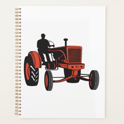 Antieke rode boerentractor Retro boer Planner (Voorkant)