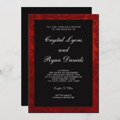 Antieke rode en zwarte trouwuitnodiging kaart (Voorkant / Achterkant)