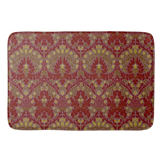 Antieke Rode Goud William Morris Herfstbloemen Badmat (Voorkant)