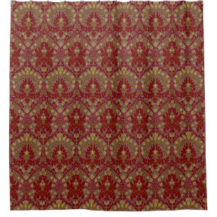Antieke Rode Goud William Morris Herfstbloemen Douchegordijn