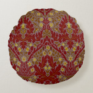 Antieke Rode Goud William Morris Herfstbloemen Rond Kussen