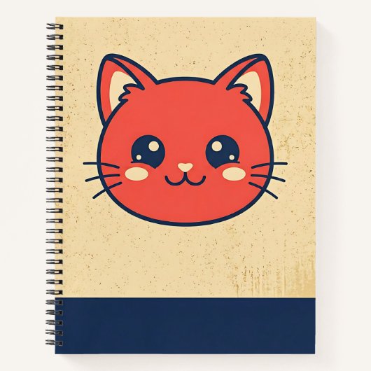 Antieke Rode Kat Notitieboek (Voorkant)