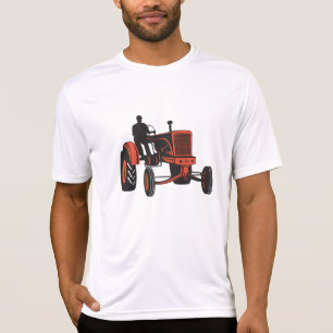 Antieke Rode Landbouw Tractor Retro Boer T-shirt