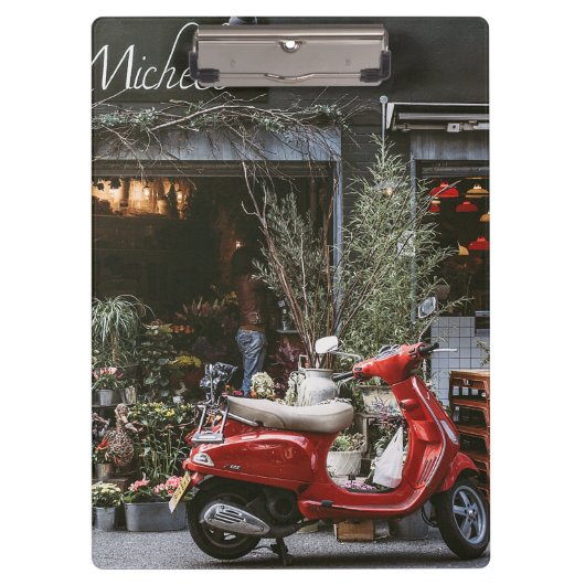Antieke rode motorscooter       klembord (Voorkant)
