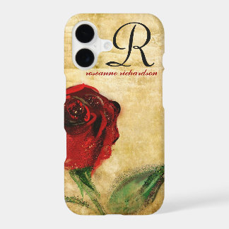 Antieke rode roos monogram iPhone 7 hoesje