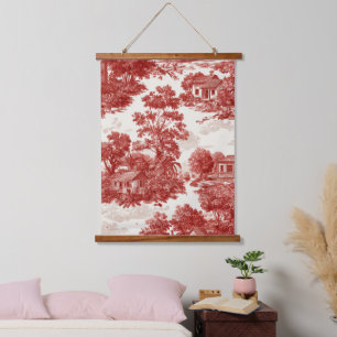 Antieke rode toile landschap natuur patroon hangend wandkleed