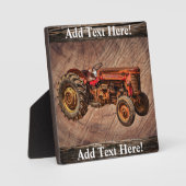 Antieke Rode Tractor Plaque Fotoplaat (Voorkant)