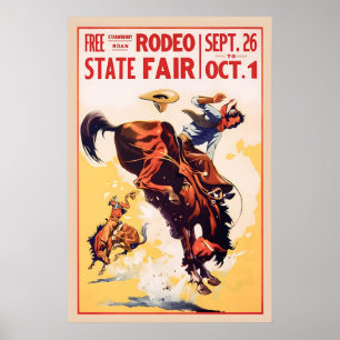 Antieke Rodeo Poster Cowboy Muurkunst, Westers