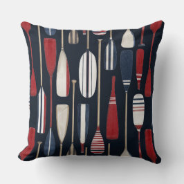 Antieke roeispanen voor boten, rood, wit & blauw kussen