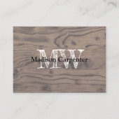 Antieke roestbruine verbrande houten timmerman mon visitekaartje (Voorkant)