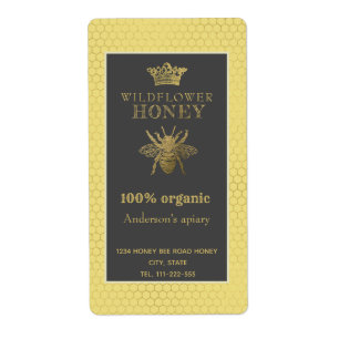 Antieke roestige gouden kroon koningin bij honingp etiket