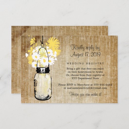 Antieke roestige metseljar madeliefjes wilde bloem informatiekaartje (Voorkant / Achterkant)