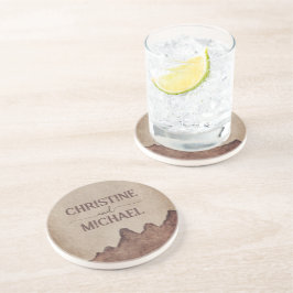 Antieke roestige papier bruine bergen bruiloft zandsteen onderzetter