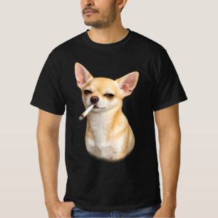Antieke Rokkende Chihuahua Meme ,Sigaret Chihuahua T-shirt
