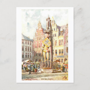 Antieke Roland Beeld, Bremen, Duitsland Briefkaart