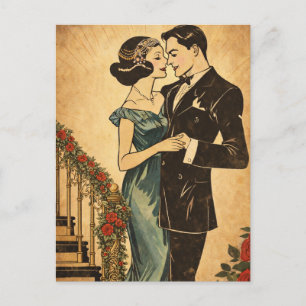 Antieke romantische ansichtkaart – Elegant Art Dec Briefkaart